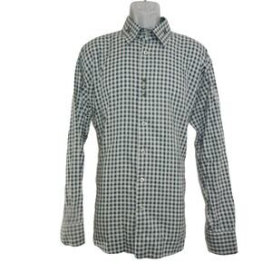 Bogosse‎ Shirt Men’s XL Size 6 green Plaid Button Down Flip Cuff Long Sleeve